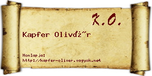 Kapfer Olivér névjegykártya